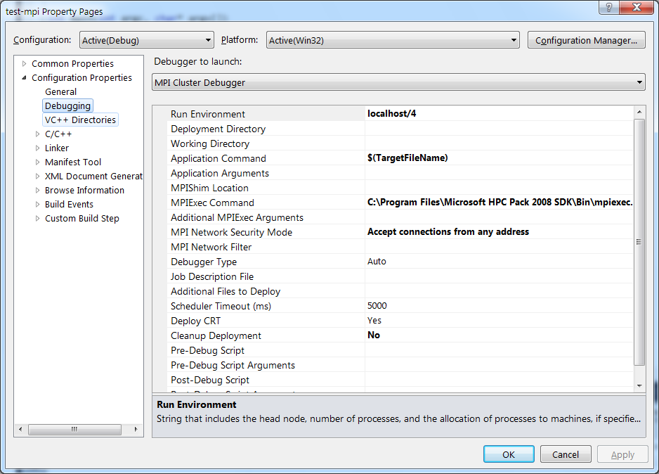 MS Visual Studio run environment