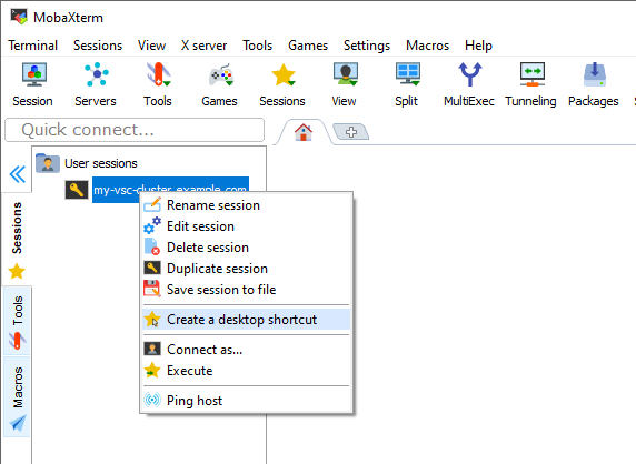 session desktop shortcut
