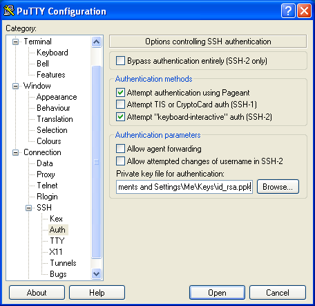 PuTTY config 2