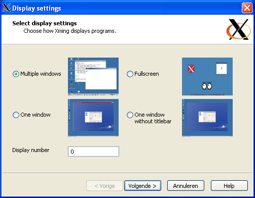 Xming display settings